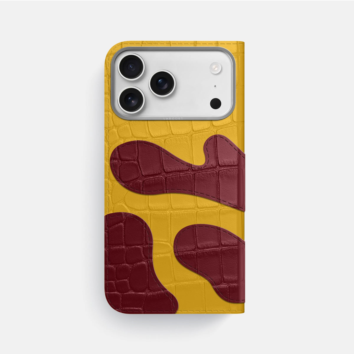 Camouflage Folio For iPhone 18 Pro Max In Alligator -3 | Yellow-Steel