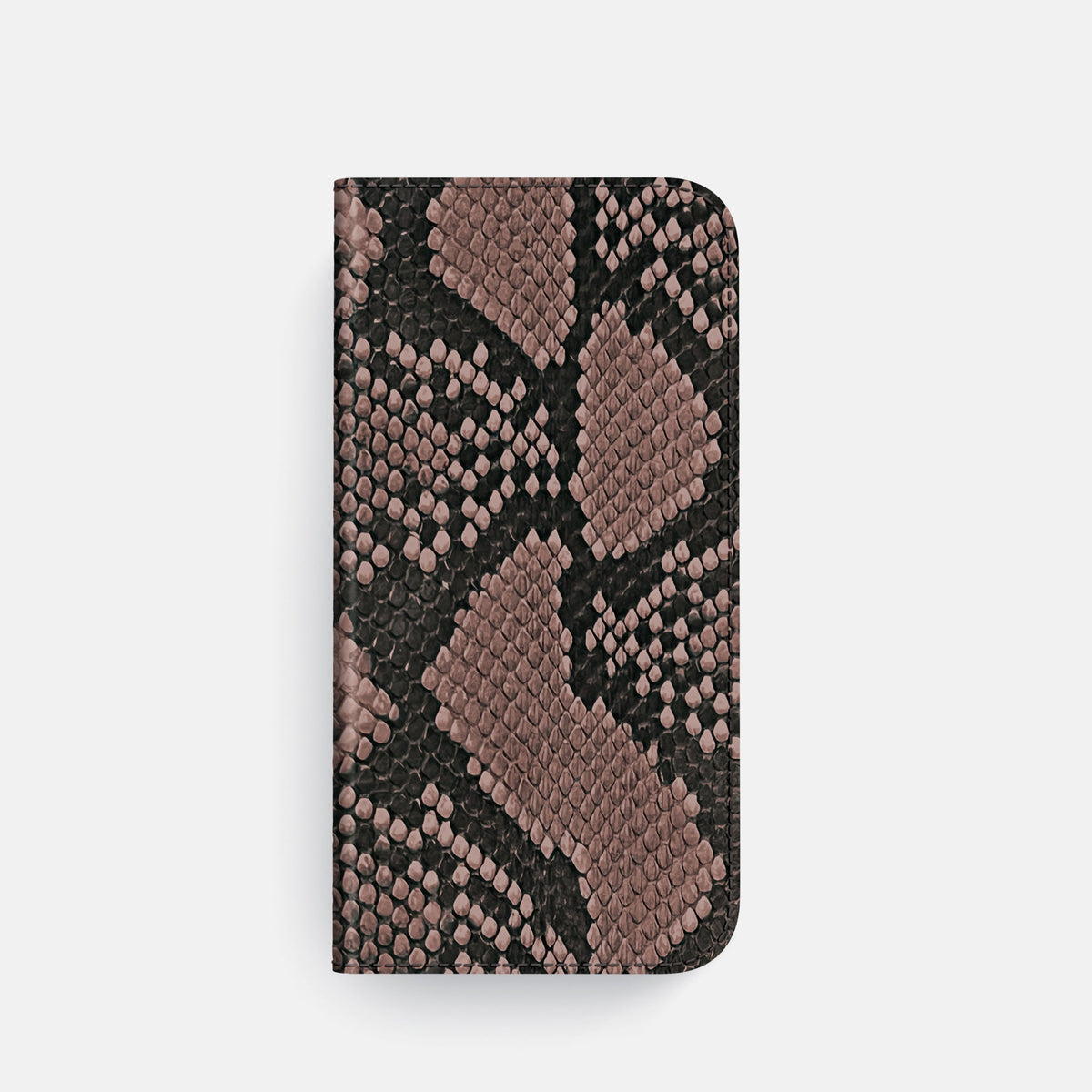 Folio Case For iPhone 18 Pro In Deluxe Python -4 | Mahogany-Brown-Steel