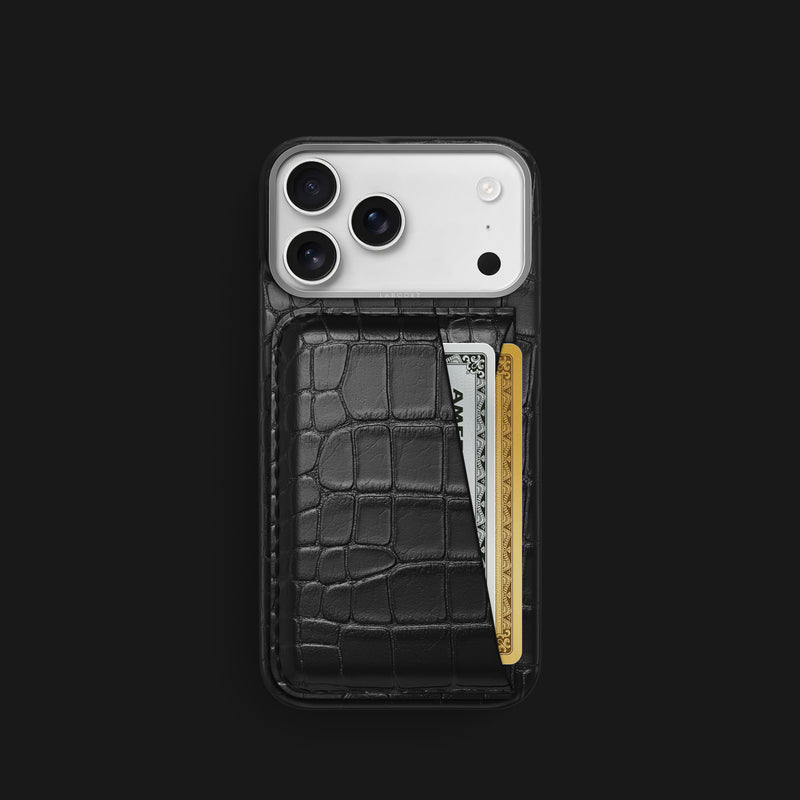Double Card Case Edition Black For iPhone 17 Pro In Alligator -1 | Edition-Black-Steel