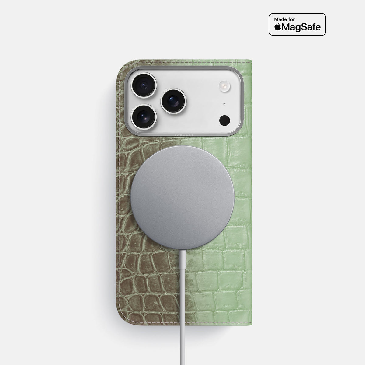 Folio Case For iPhone 18 Pro In Himalayan Crocodile -3 | Pistachio-Steel