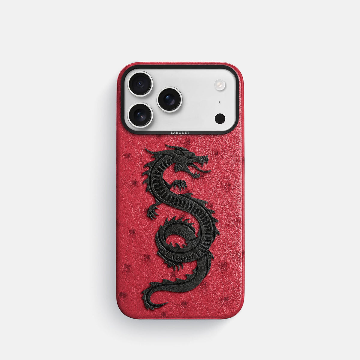 Classic Case With Carbon Dragon For iPhone 18 Pro In Ostrich -1 | Red-Black
