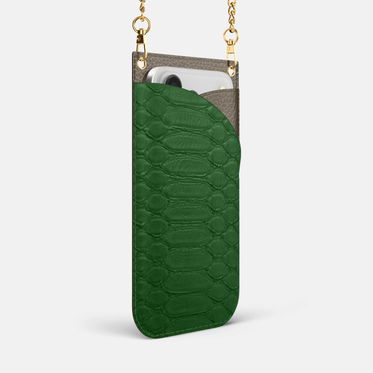 Crossbody Bag For iPhone 18 Pro Max In Python -2 | Green-Gold