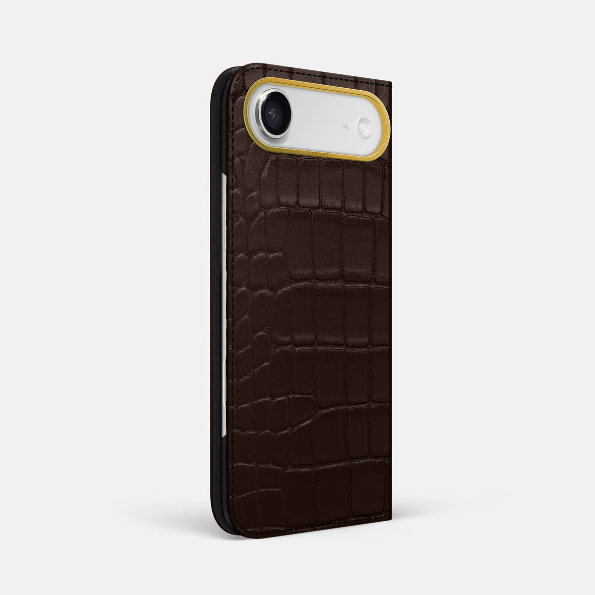 Folio Case For iPhone 17 Air In Alligator -1 | Dark-Brown-Gold