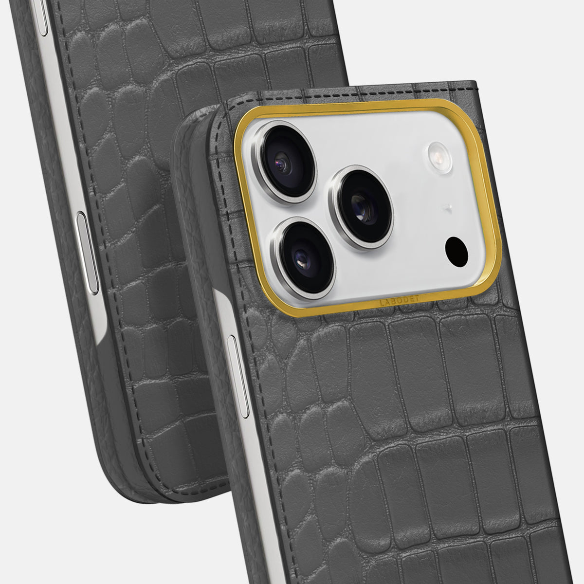 Folio Case For iPhone 17 Pro Max In Alligator -5 | Grey-Gold