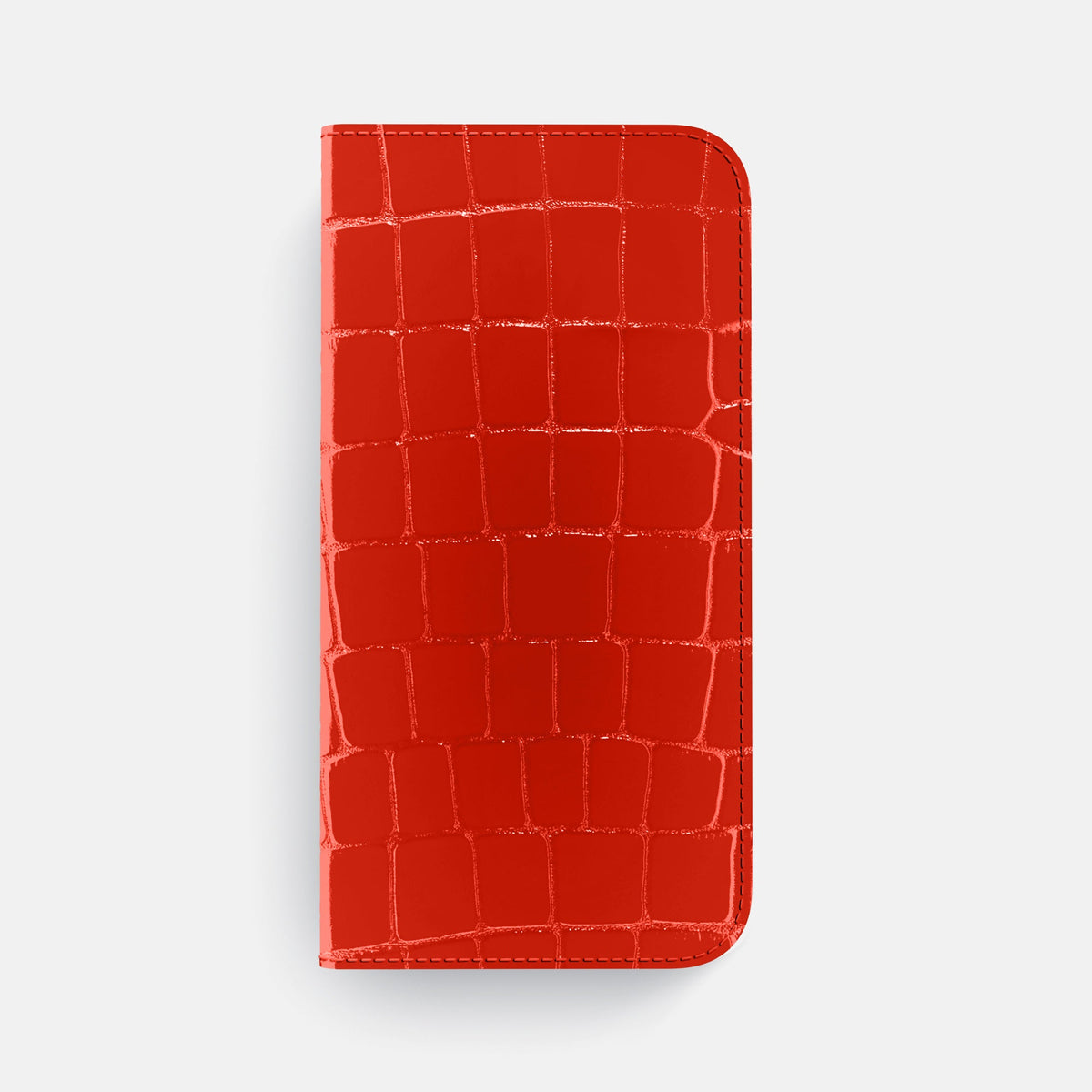 Folio Slim Case For iPhone 18 Pro Max In Shiny Alligator -4 | Coral-Orange