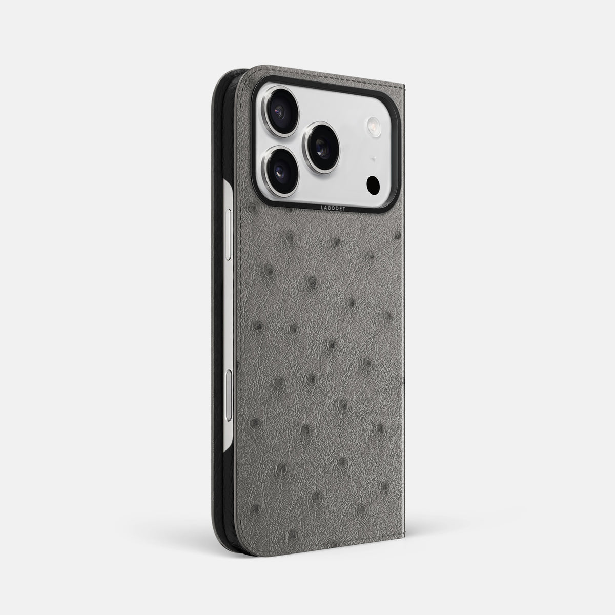 Folio Case For iPhone 17 Pro Max In Ostrich -1 | Grey-Black