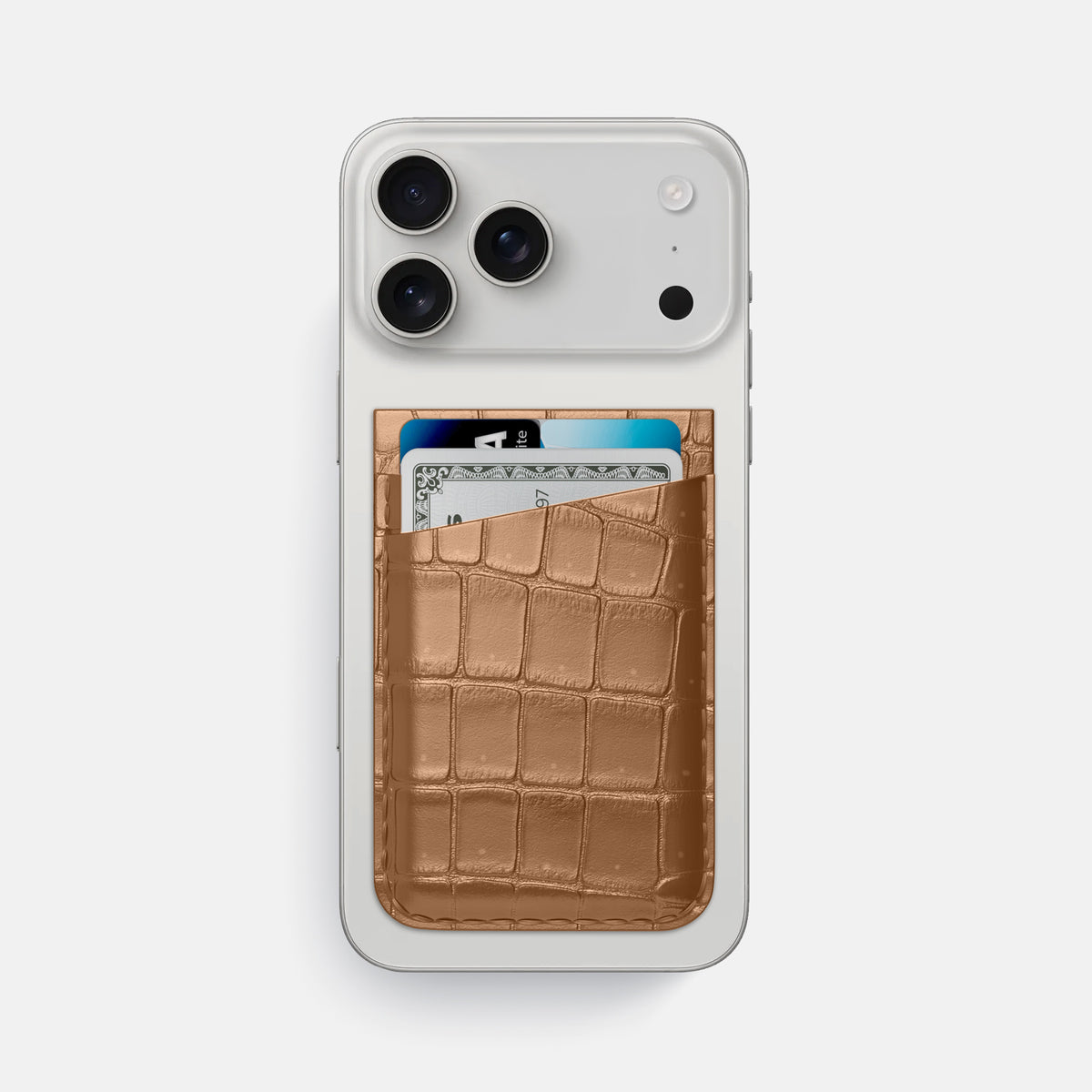 MagSafe Wallet For iPhone 17 Pro Max In Porosus Crocodile -1 | Milk-Chocolate