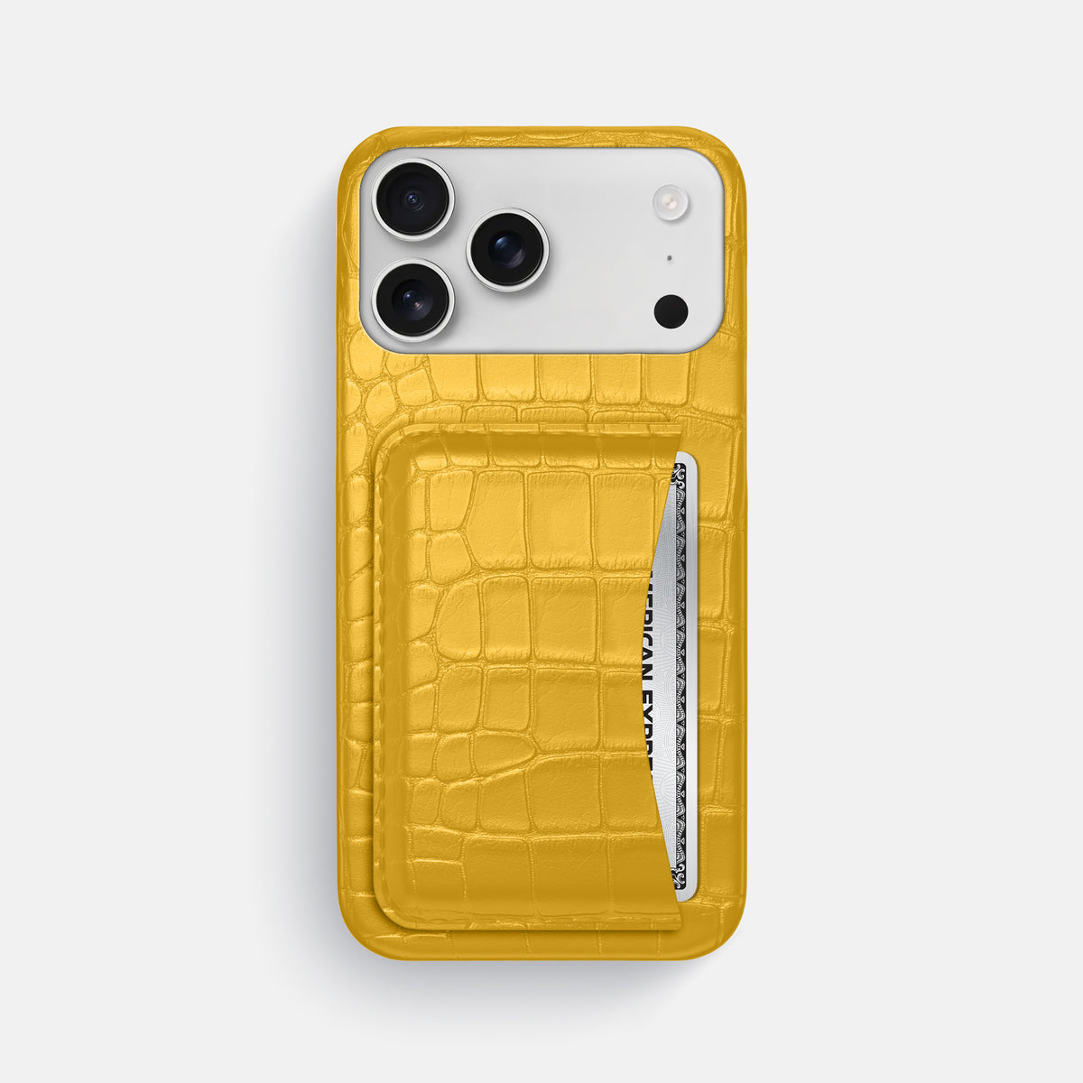 Slim Card Case For iPhone 17 Pro Max In Alligator -1 | Yellow