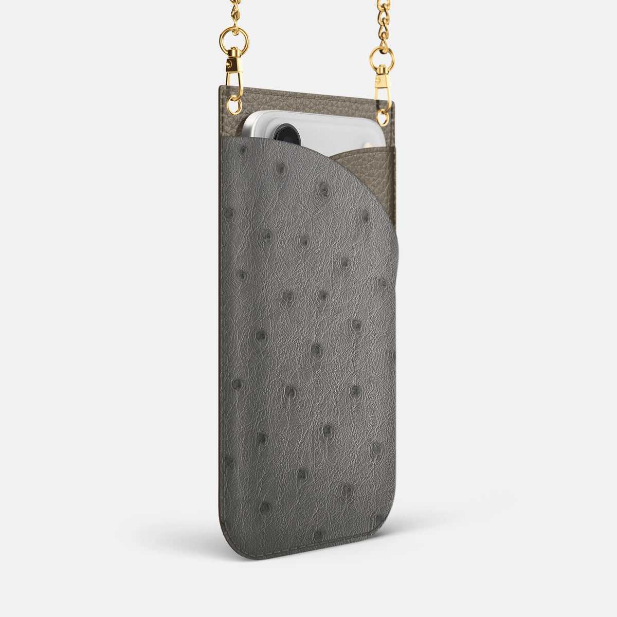 Crossbody Bag For iPhone 17 Air In Ostrich -2 | Grey-Gold