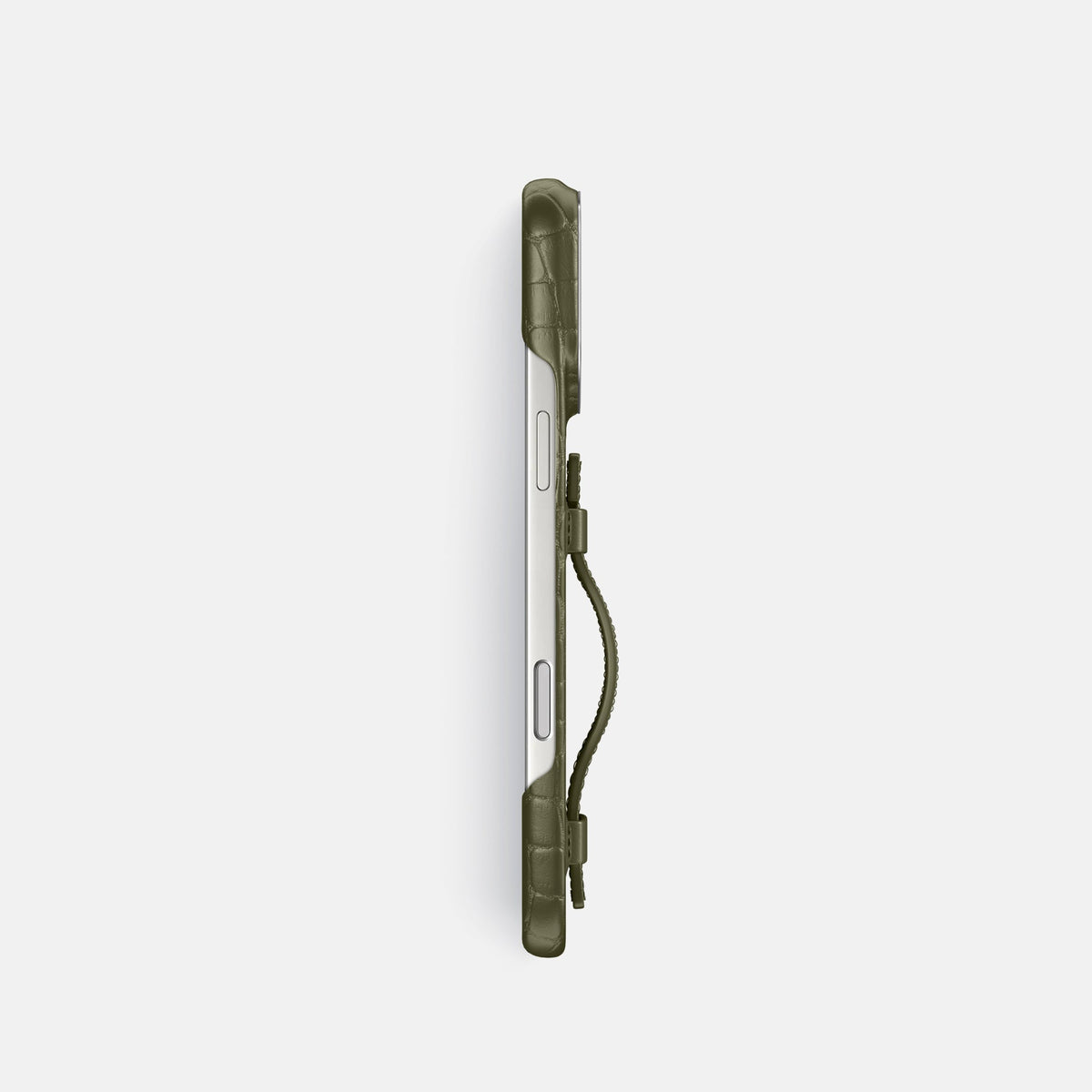 Handle Case For iPhone 18 Pro In Alligator -3 | Kaki-Green-Steel