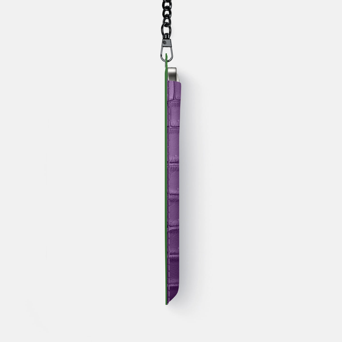Crossbody Bag For iPhone 18 Pro Max In Porosus Crocodile -4 | Purple-Black