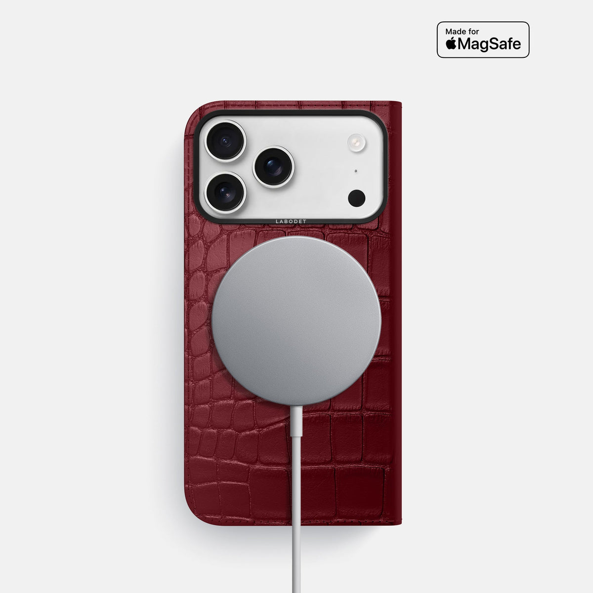 Folio Case For iPhone 18 Pro In Alligator -3 | Burgundy-Black