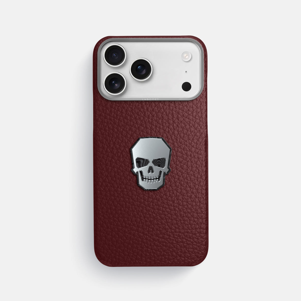 Classic Case With Titanium Skull For iPhone 17 Pro Max In Calf -1 | Bordeaux-Steel