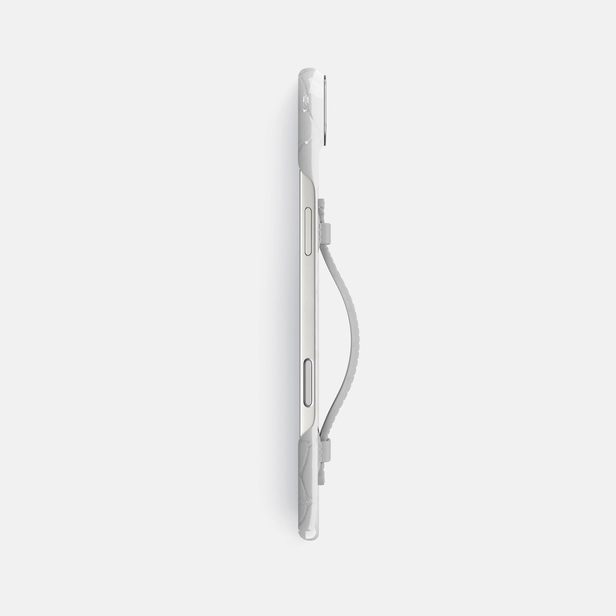 Center Handle For iPhone 17 Air In Shiny Alligator -2 | White-Steel