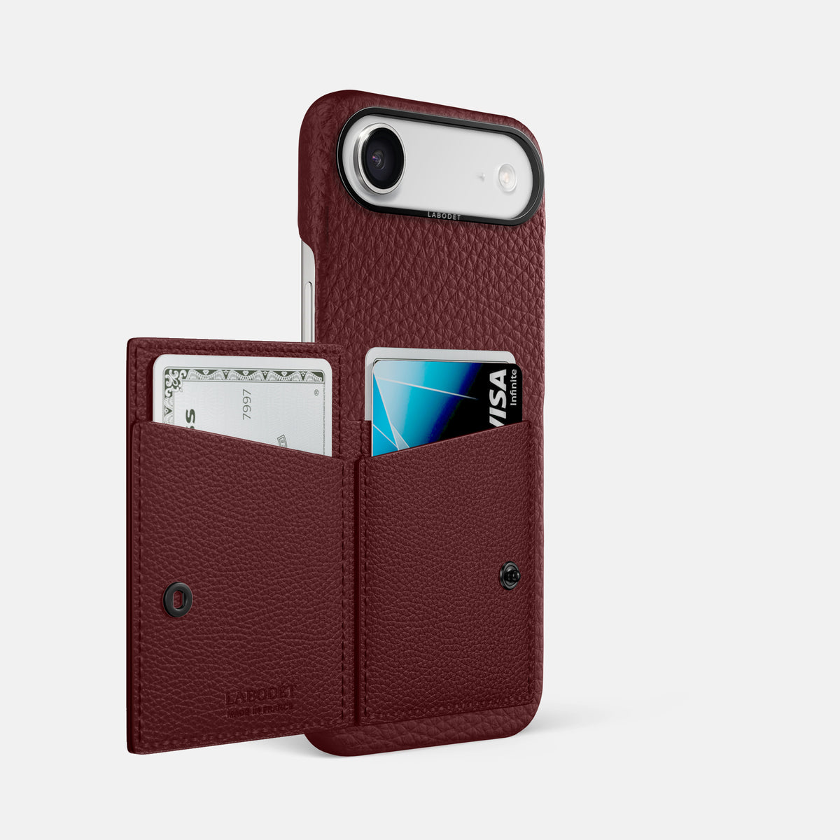 Bi-Fold Case For iPhone 17 Air In Calf -2 | Bordeaux-Black