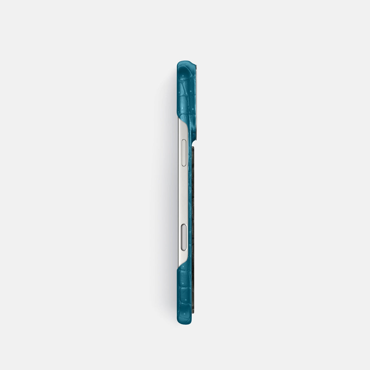 Classic Case With Carbon Dragon For iPhone 18 Pro In Porosus Crocodile -3 | Turquoise-Steel