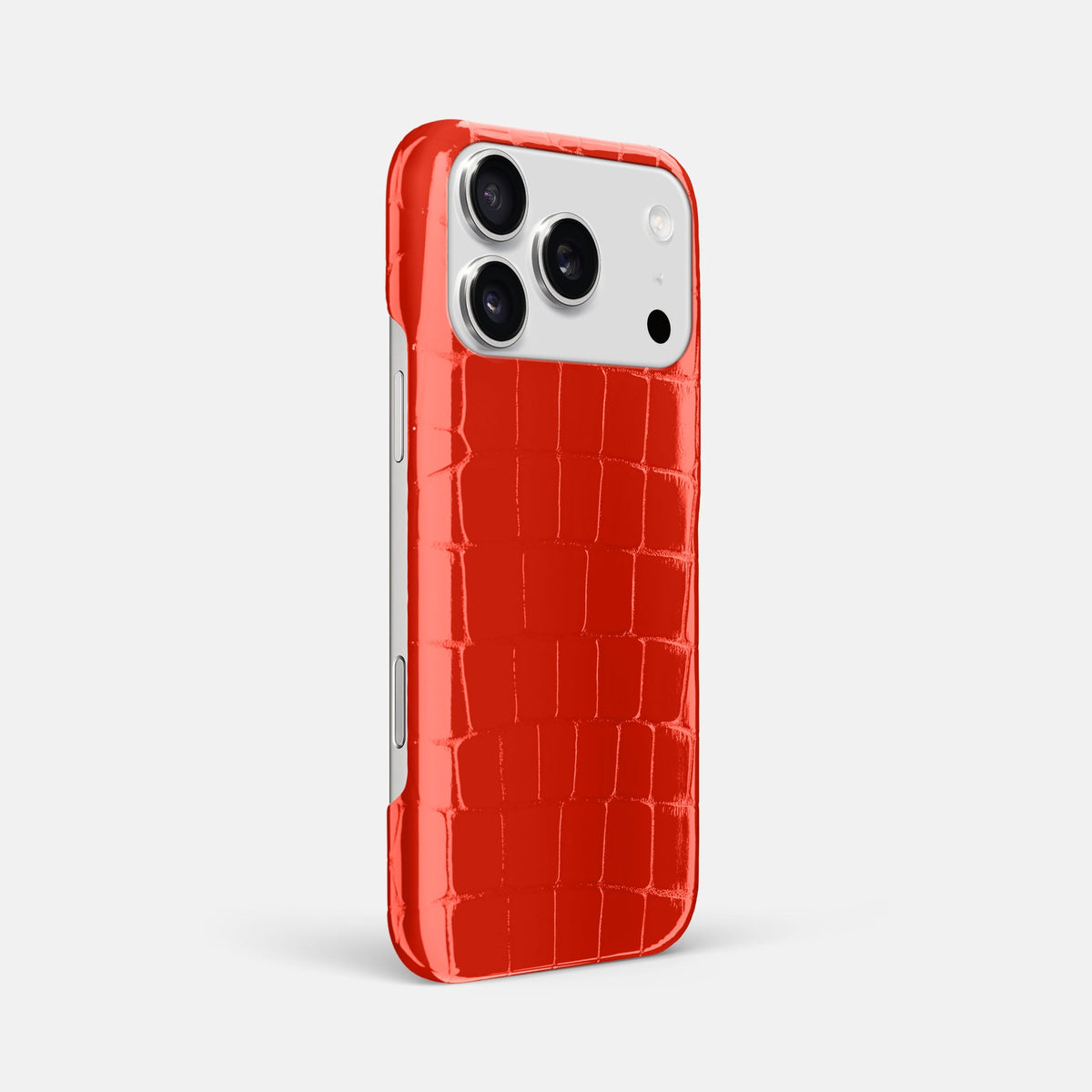 Slim Case For iPhone 18 Pro Max In Shiny Alligator -2 | Coral-Orange