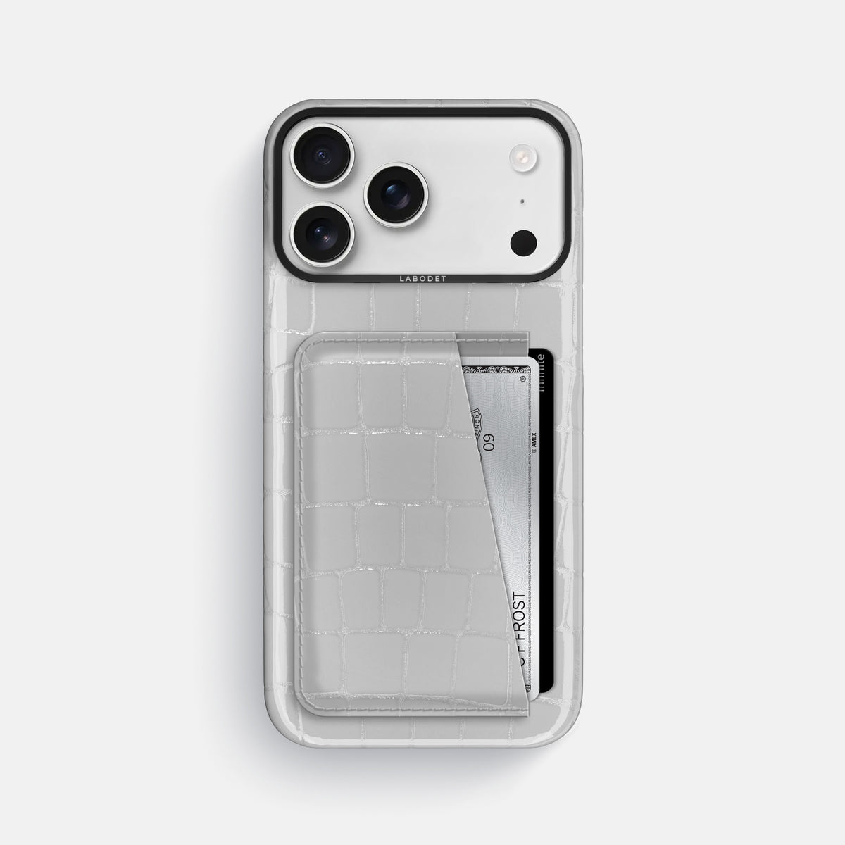 Double Card Case For iPhone 17 Pro Max In Shiny Alligator -1 | White-Black