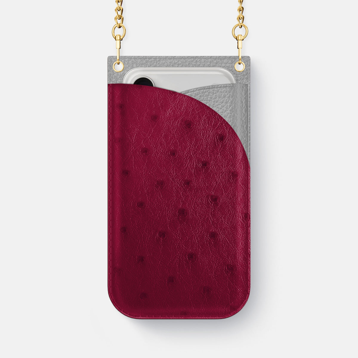 Crossbody Bag For iPhone 18 Pro Max In Ostrich -1 | Bordeaux-Gold
