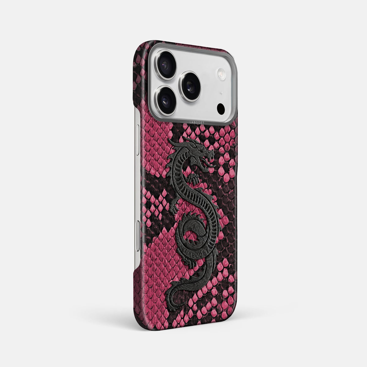 Classic Case With Carbon Dragon For iPhone 18 Pro Max In Deluxe Python -2 | Burgundy-Steel