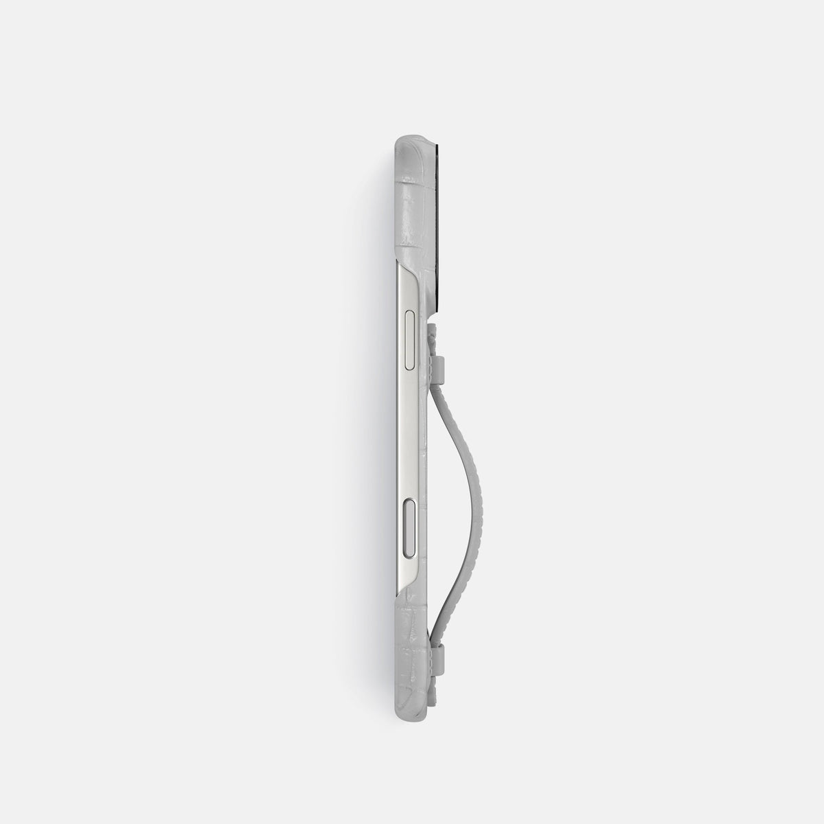 Center Handle For iPhone 18 Pro In Himalayan Crocodile -3 | Silver-Black