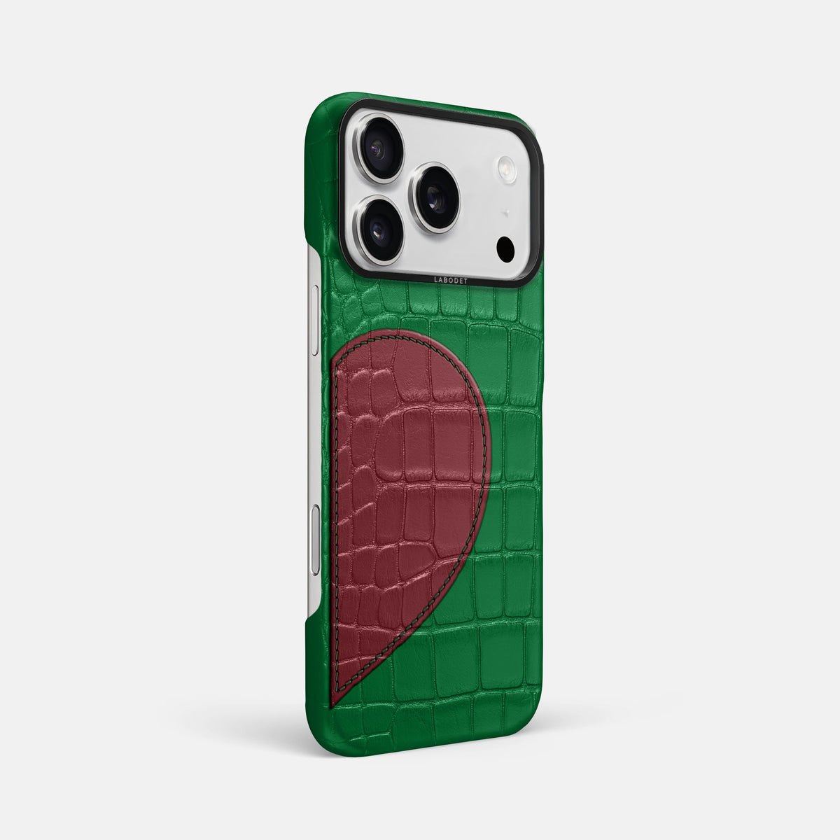 Classic Case With Half Heart - Right For iPhone 18 Pro Max In Alligator -2 | Forest-Green-Black