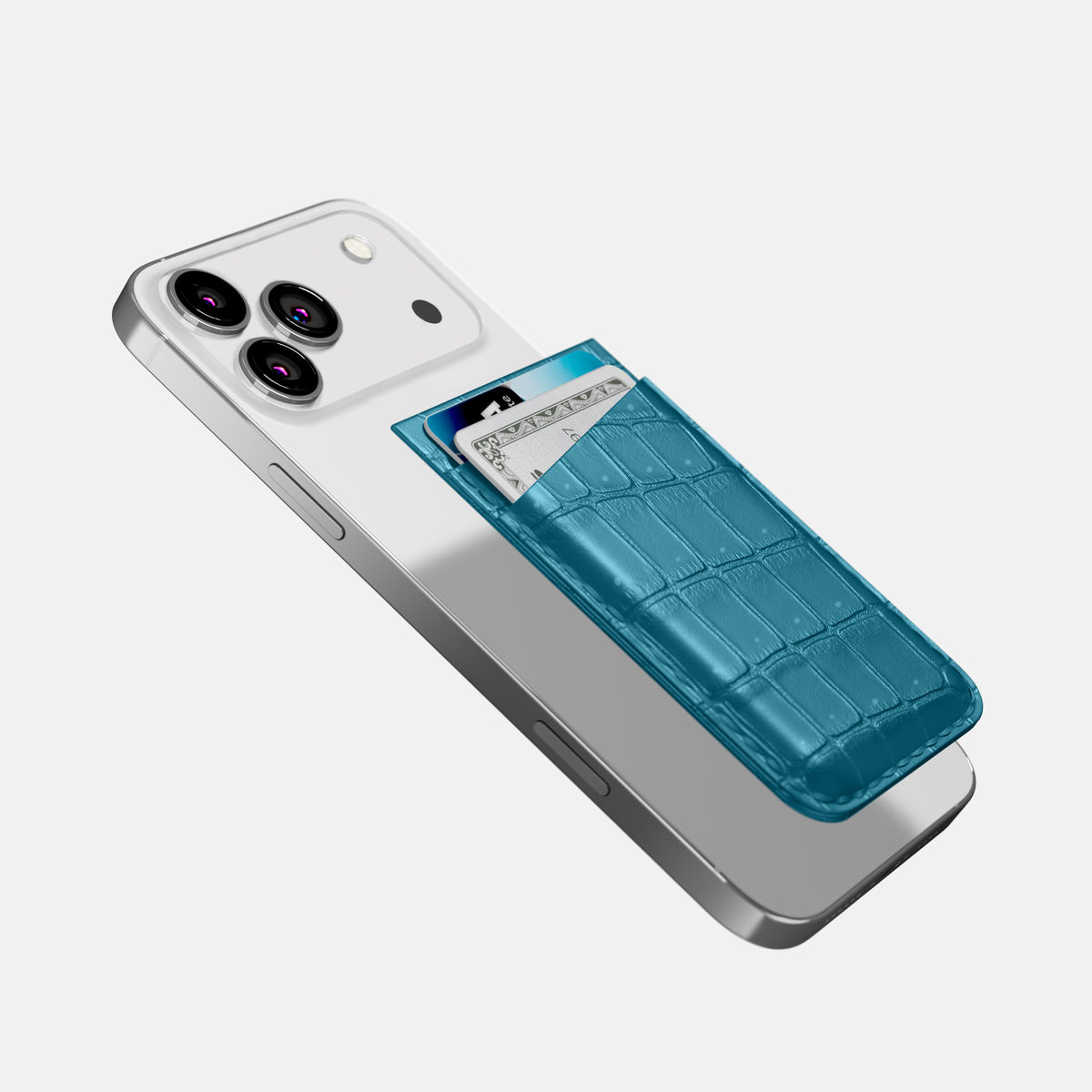 MagSafe Wallet For iPhone 17 Pro In Porosus Crocodile -4 | Turquoise