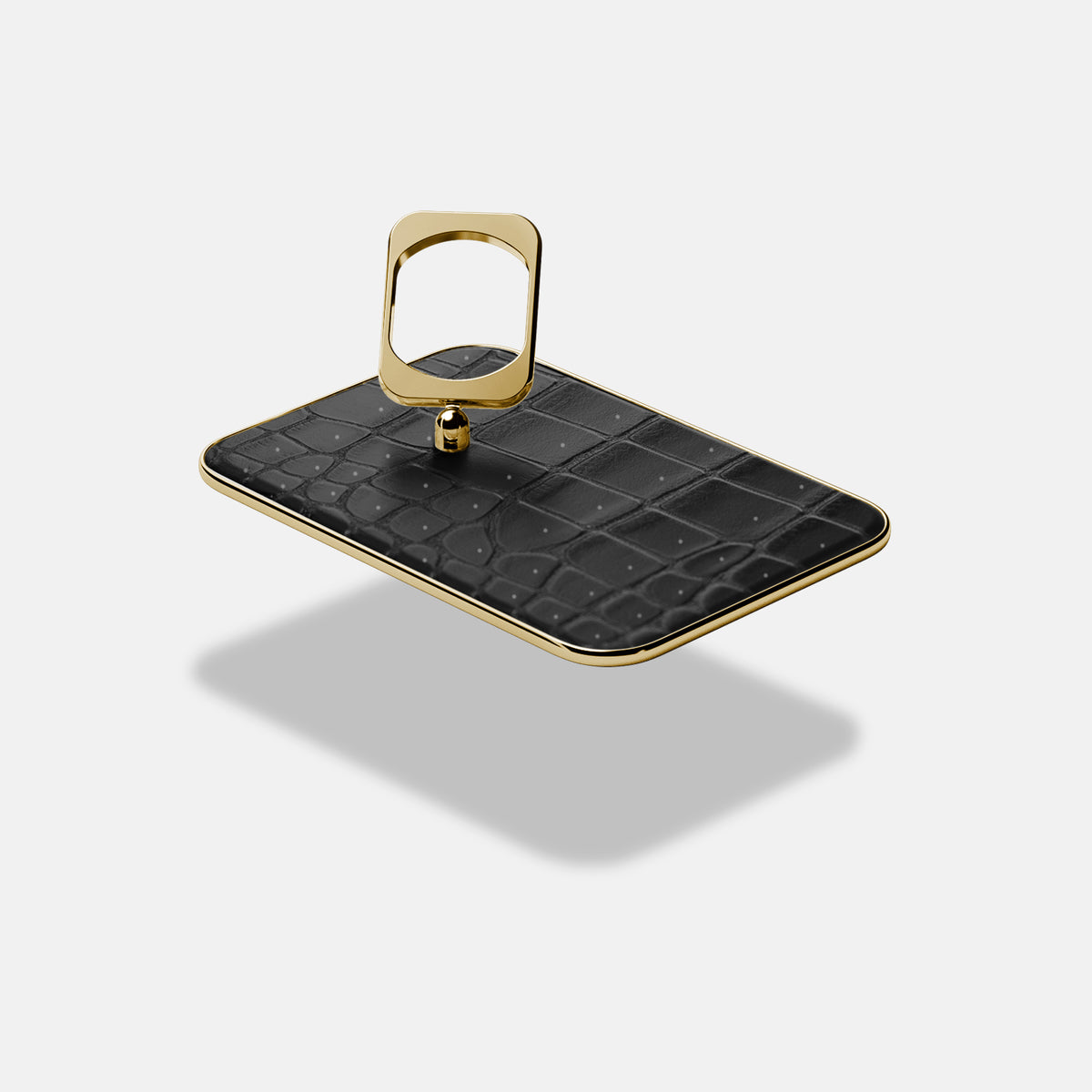 MagSafe Ring For iPhone 17 Pro Max In Porosus Crocodile -4 | Black-Gold