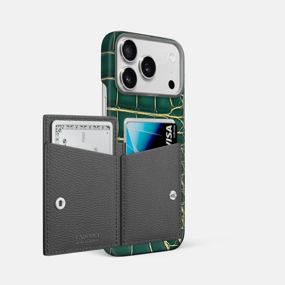 Bi-Fold Case For iPhone 18 Pro Max In Patina Alligator -2 | Cambridge-Steel