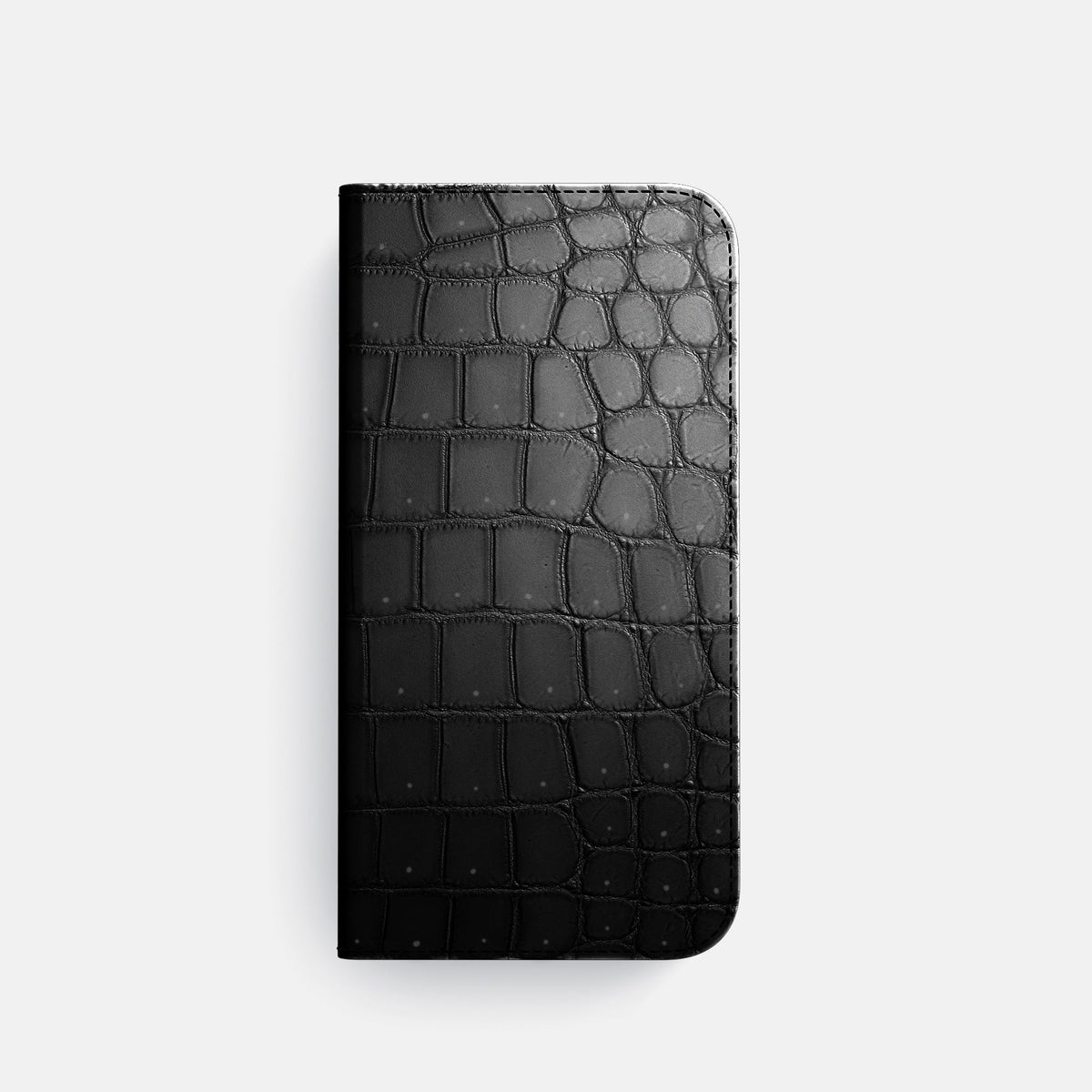 Folio Case with Card For iPhone 18 Pro In Porosus Crocodile -4 | Shiny-Black-Black