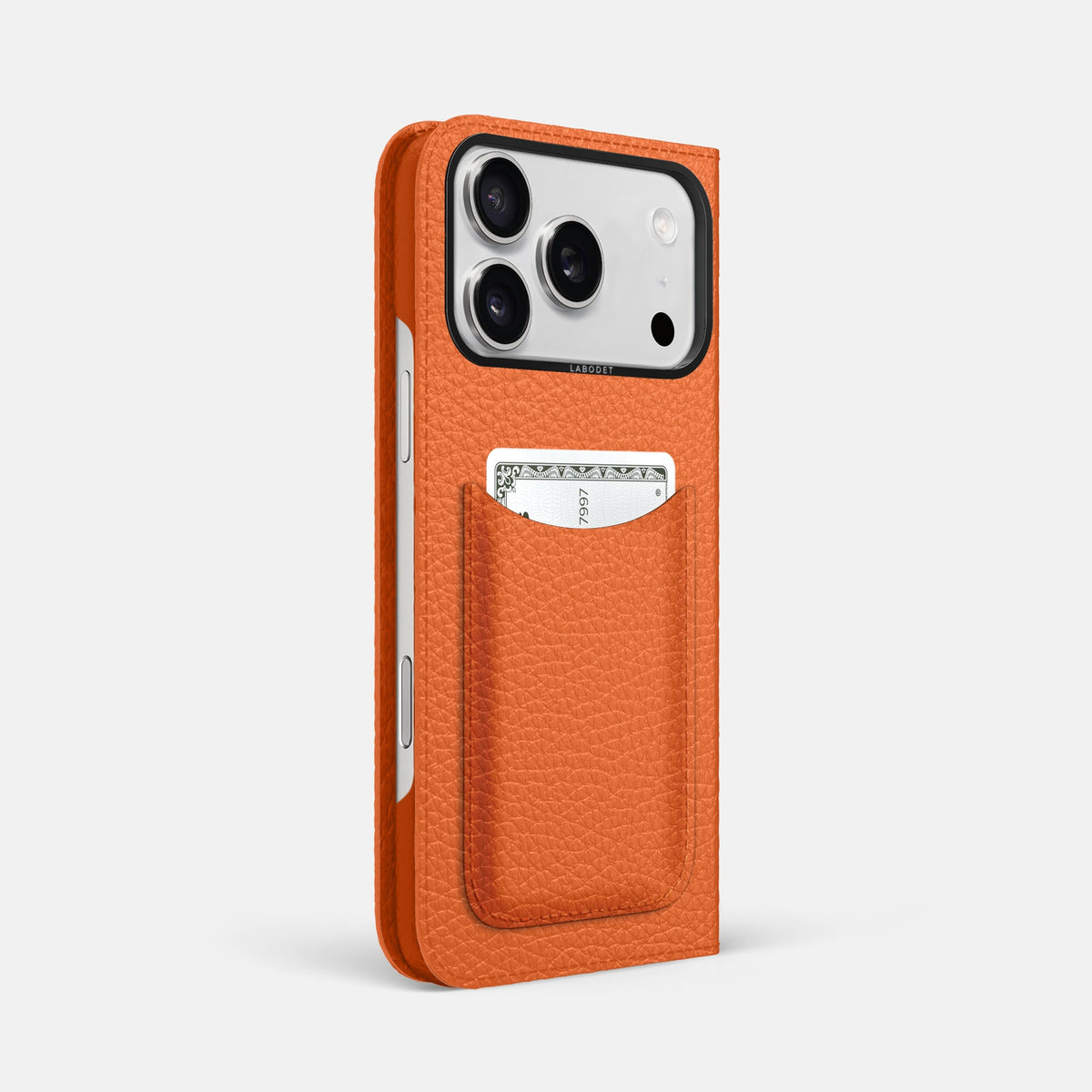 Folio Case with Card For iPhone 18 Pro Max In Calf -1 | Orange-Black