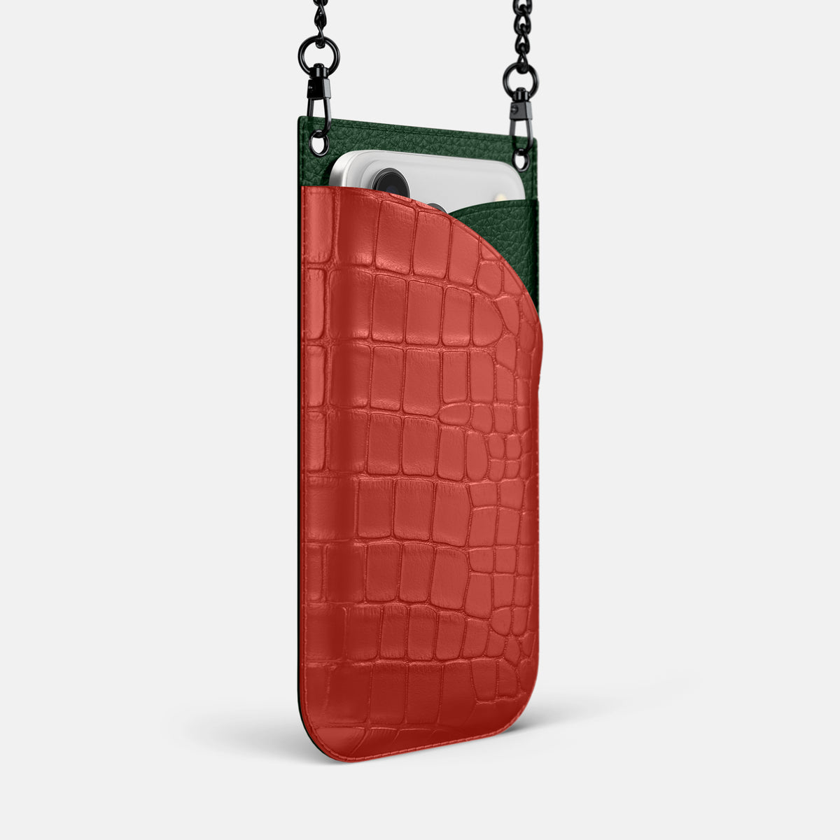 Crossbody Bag For iPhone 17 Pro In Alligator -2 | Red-Black