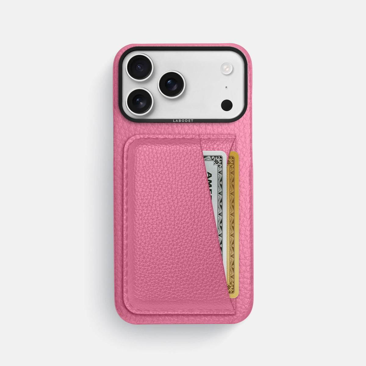 Double Card Case For iPhone 18 Pro Max In Calf -1 | Pink-Black
