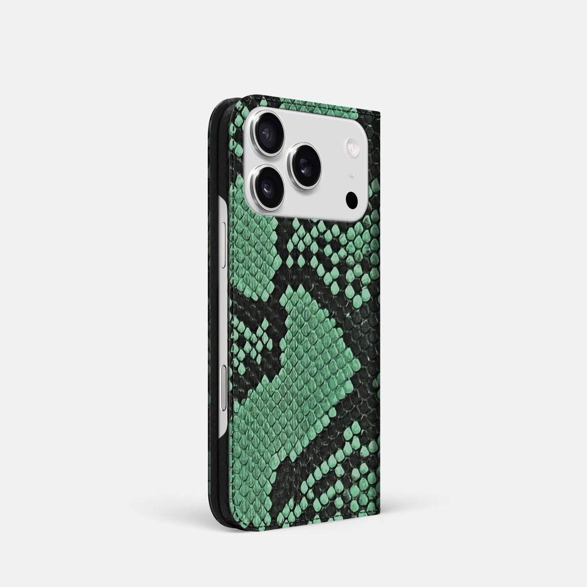 Folio Slim Case For iPhone 18 Pro In Deluxe Python -1 | Forest-Green