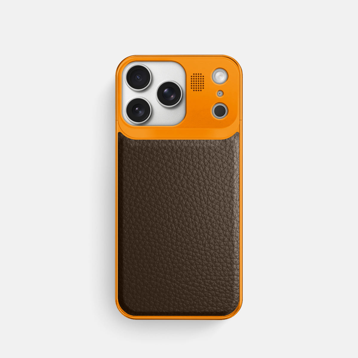 Metal Case For iPhone 17 Pro In Calf -1 | Dark-Brown-Orange