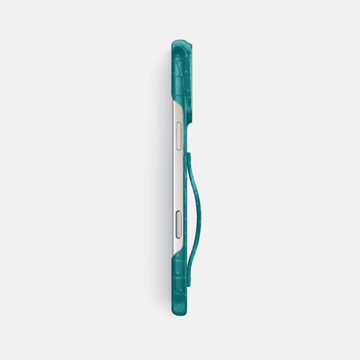 Finger Case For iPhone 17 Pro Max In Porosus Crocodile -3 | Celadon-Steel