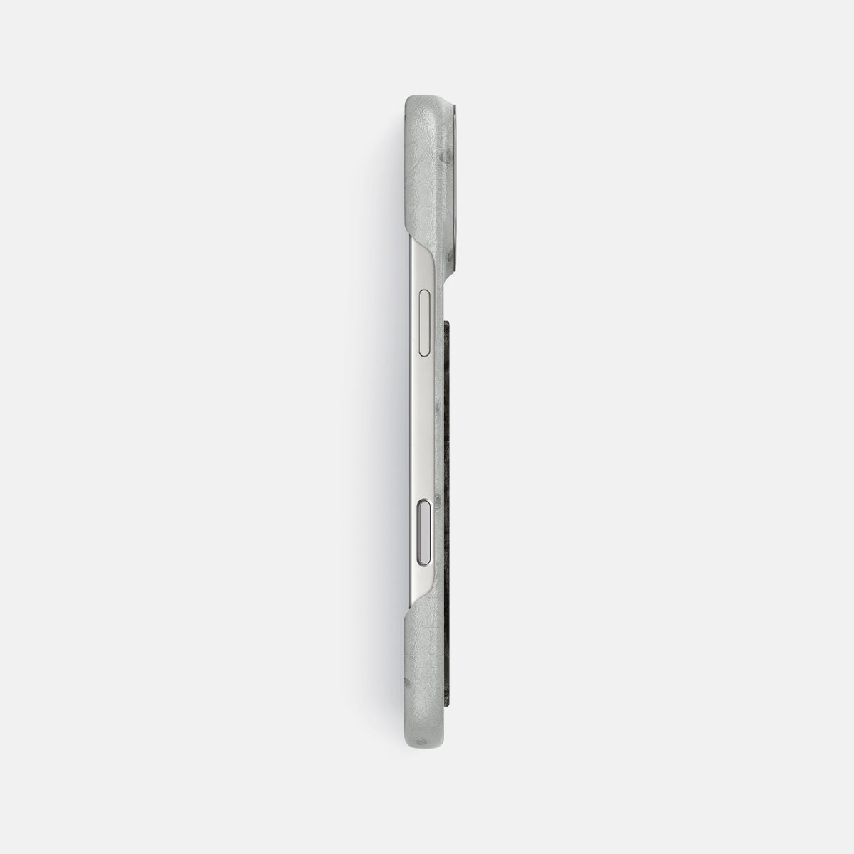 Classic Case With Carbon Dragon For iPhone 17 Pro Max In Ostrich -3 | White-Steel