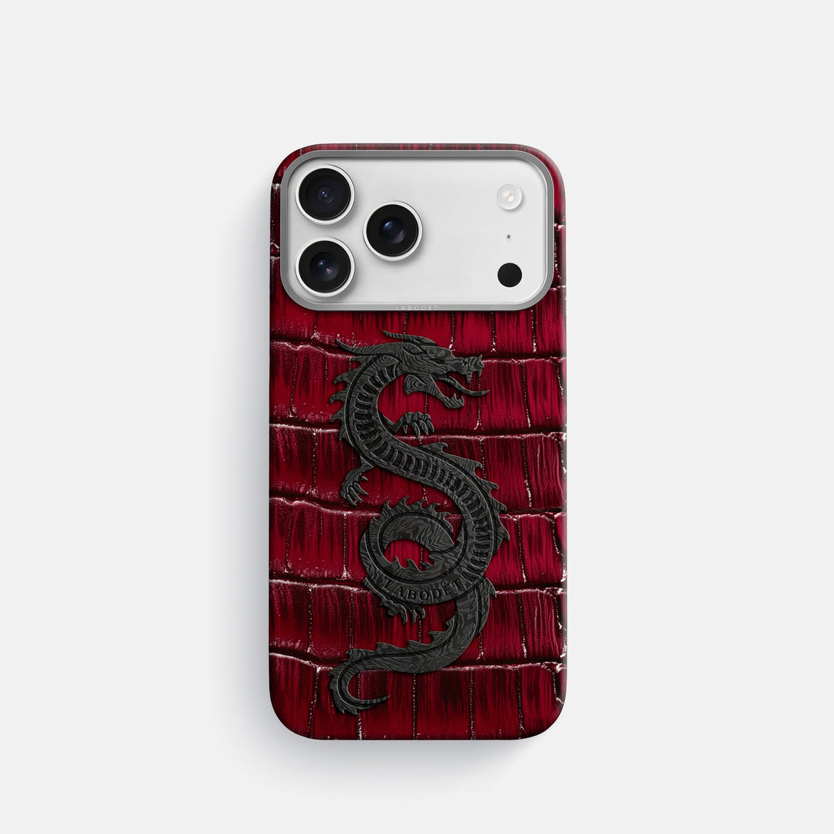 Classic Case With Carbon Dragon For iPhone 18 Pro In Patina Alligator -1 | Havana-Burgundy-Steel