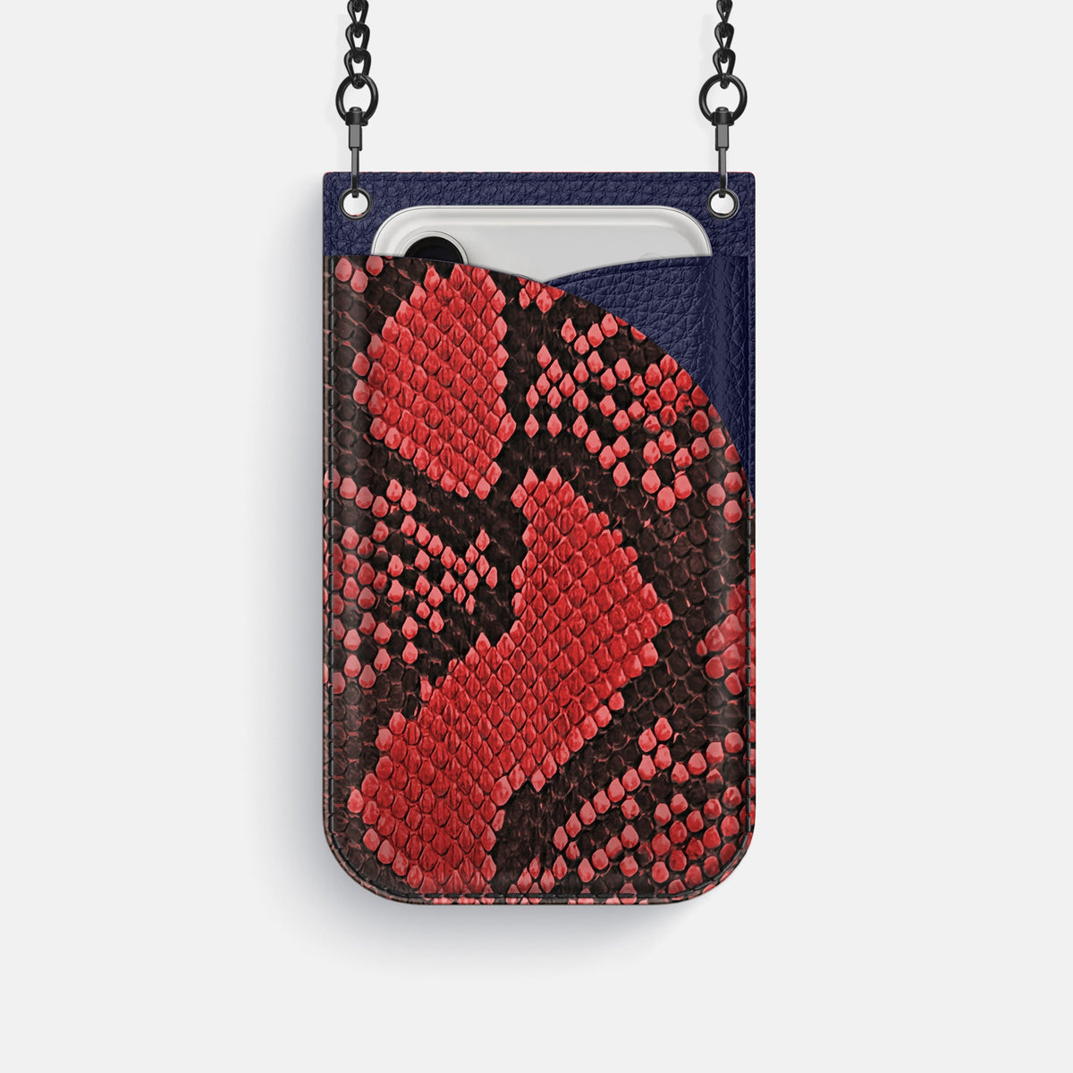 Crossbody Bag For iPhone 18 Pro In Deluxe Python -1 | Red-Black