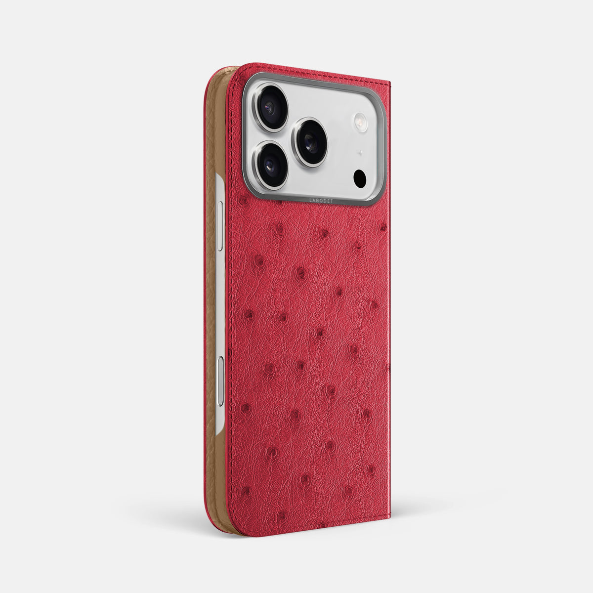 Folio Case For iPhone 17 Pro Max In Ostrich -1 | Red-Steel