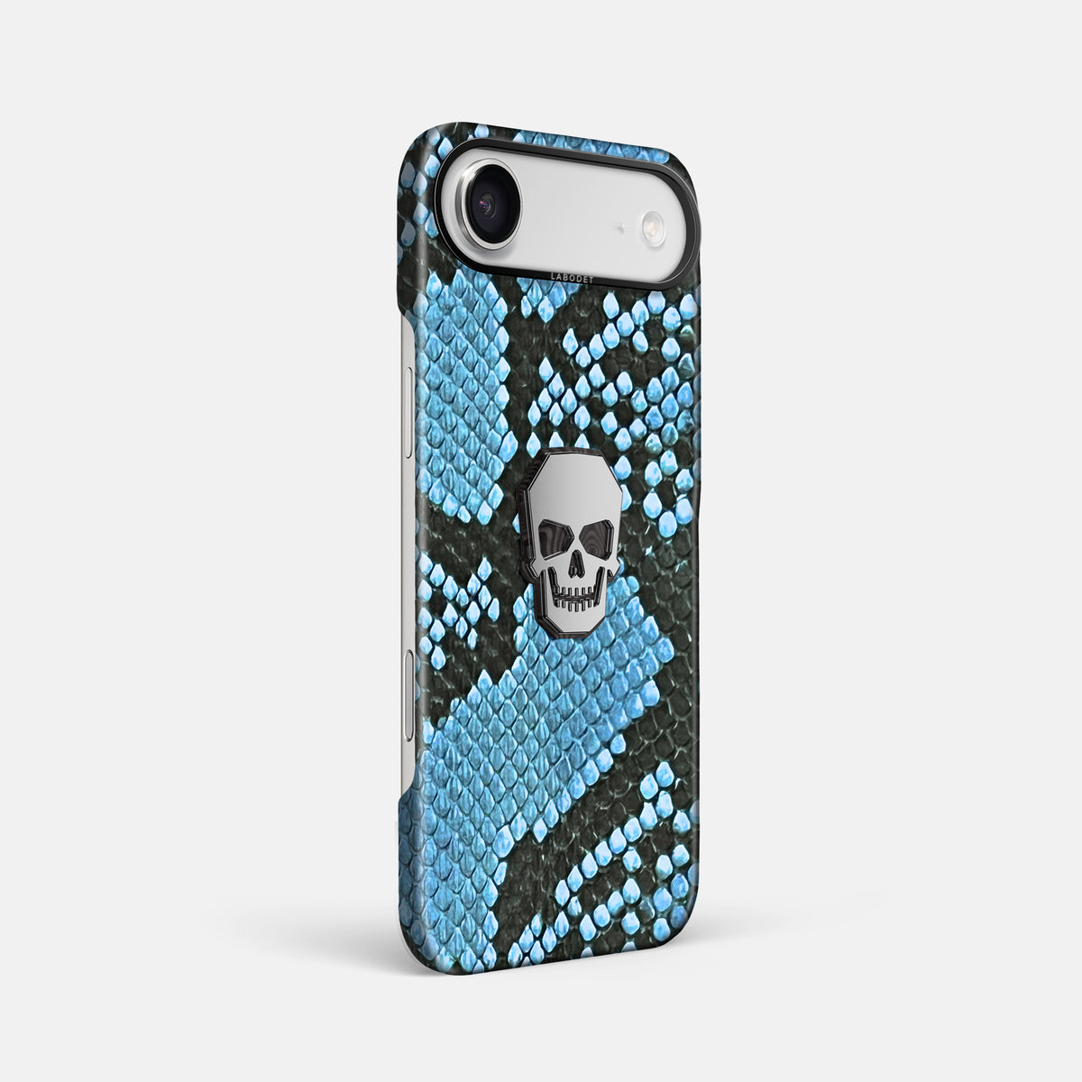 Classic Case With Titanium Skull For iPhone 17 Air In Deluxe Python -2 | Pacific-Blue-Black