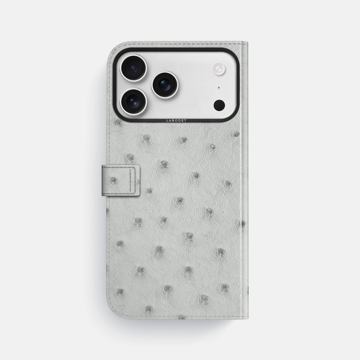 Folio Case with Clasp For iPhone 18 Pro Max In Ostrich -3 | White-Black