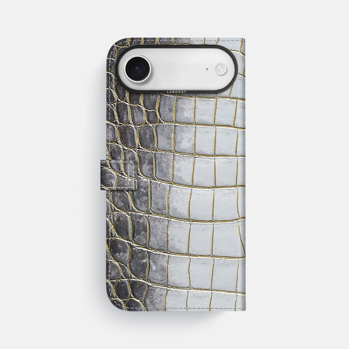 Folio Case with Clasp For iPhone 17 Air In Himalayan Crocodile -3 | Gold-Black