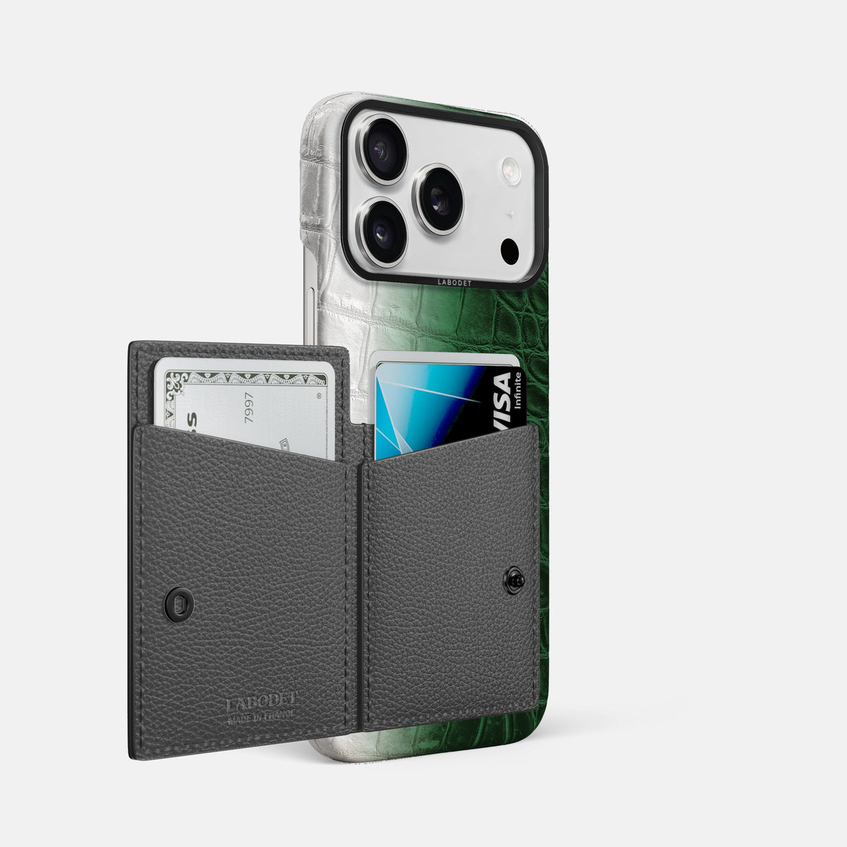 Bi-Fold Case For iPhone 18 Pro Max In Himalayan Crocodile -2 | Green-Black