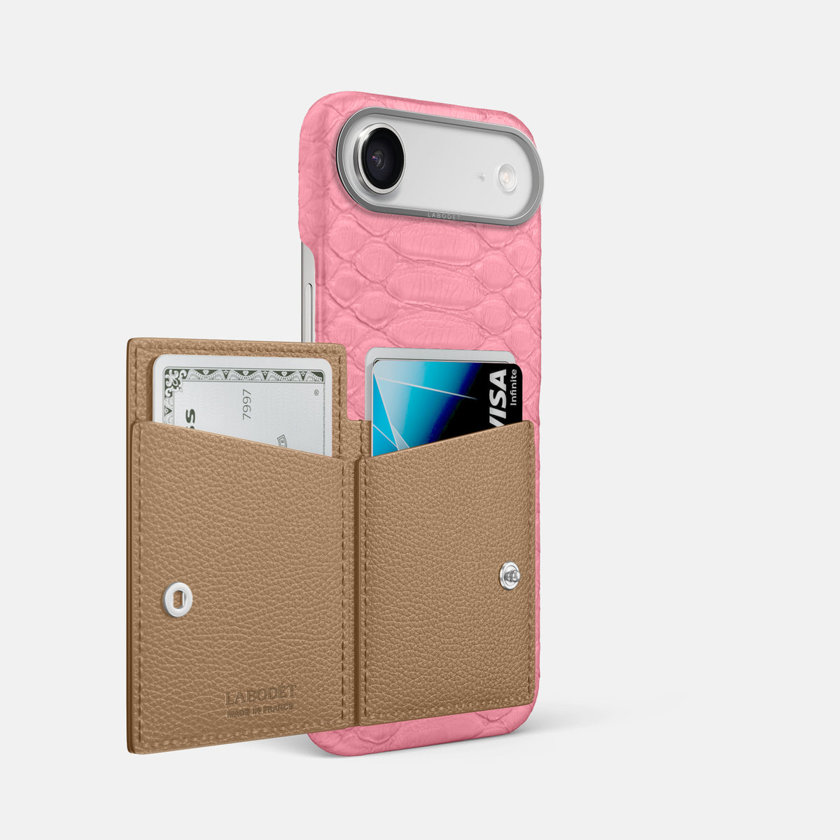 Bi-Fold Case For iPhone 17 Air In Python -2 | Pink-Steel
