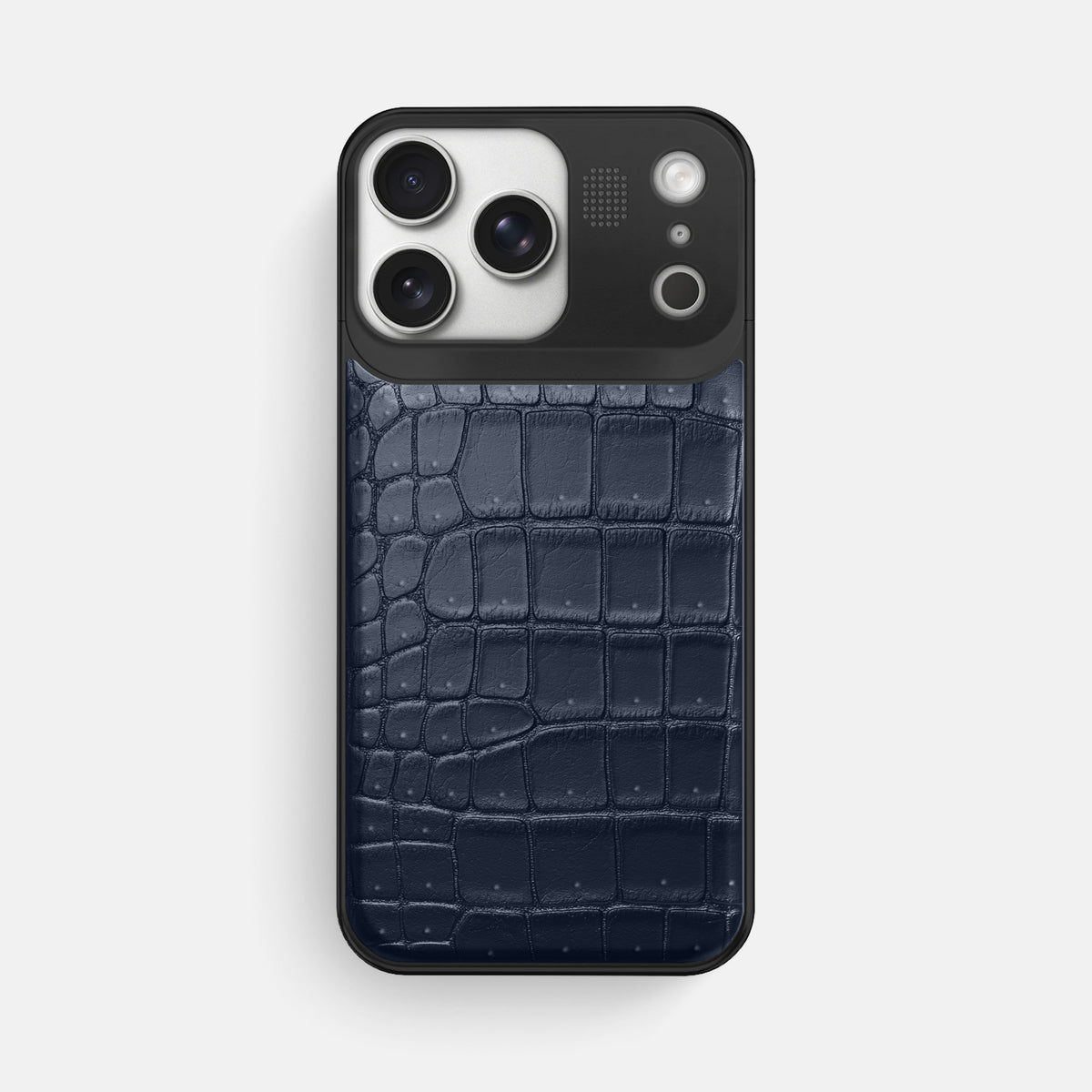 Metal Case For iPhone 17 Pro Max In Porosus Crocodile -1 | Deep-Blue-Sea-Black