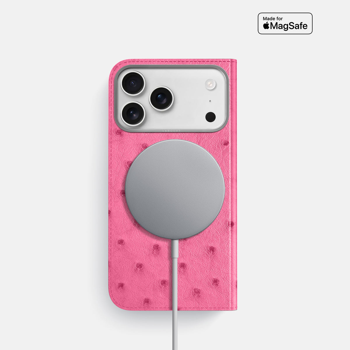 Folio Case For iPhone 17 Pro In Ostrich -3 | Pink-Steel