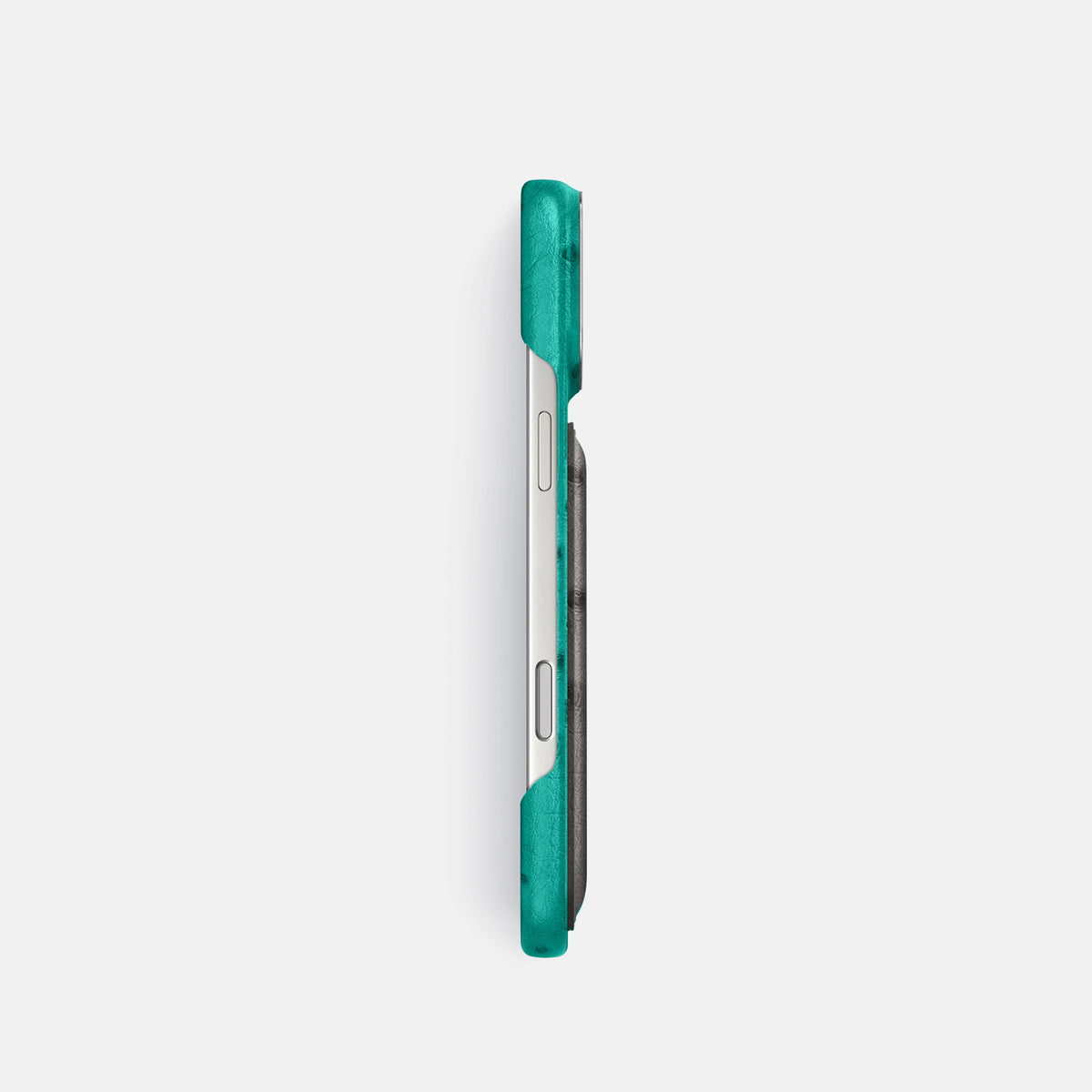 Double Card Case Coloré For iPhone 17 Pro In Ostrich -3 | Turquoise-Steel