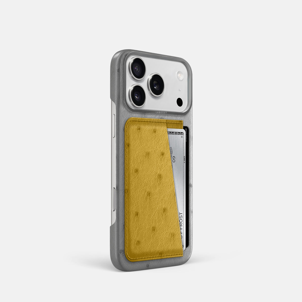 Double Card Case Coloré For iPhone 17 Pro In Ostrich -2 | Silver-Steel