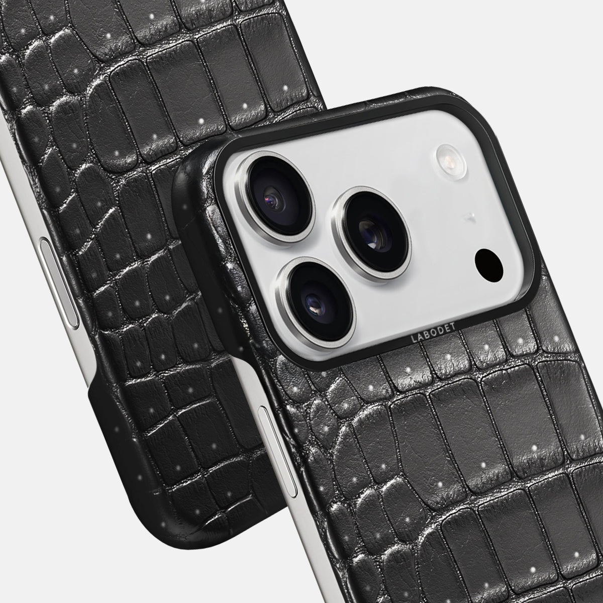 Classic Case For iPhone 18 Pro Max In Porosus Crocodile -6 | Shiny-Black-Black
